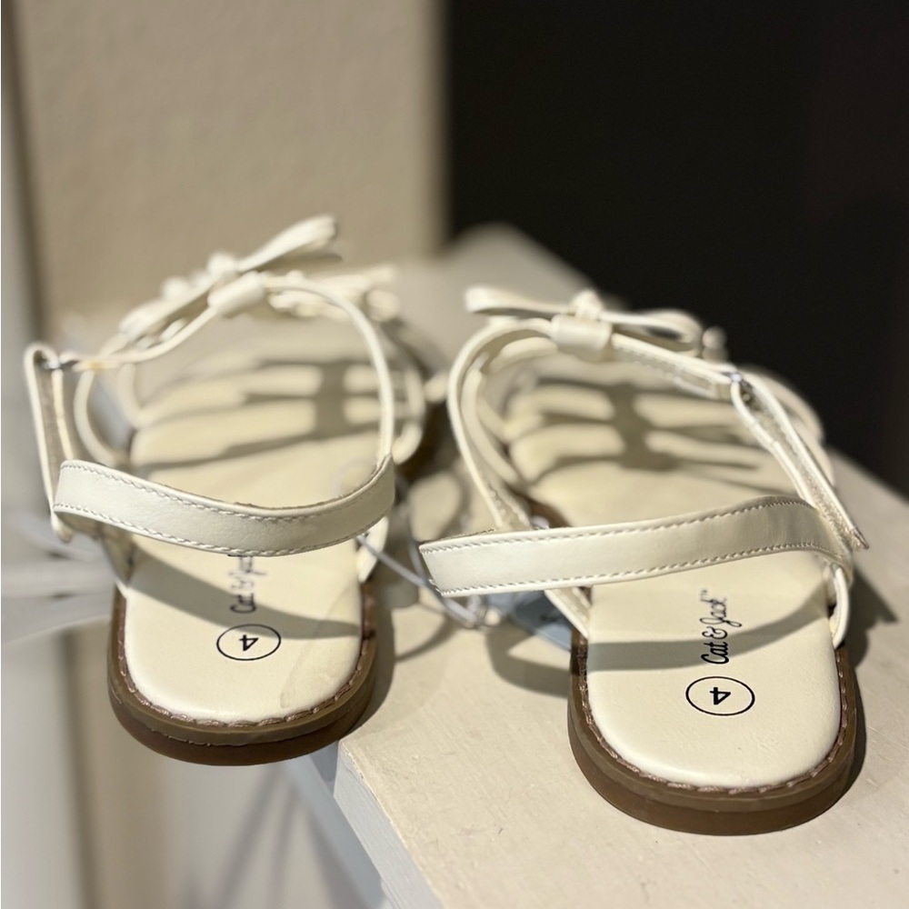 Kids' Aria Bow Sandals Cream - Cat & Jack - Girl Multiple Youth Sizes - Picture 4 of 6